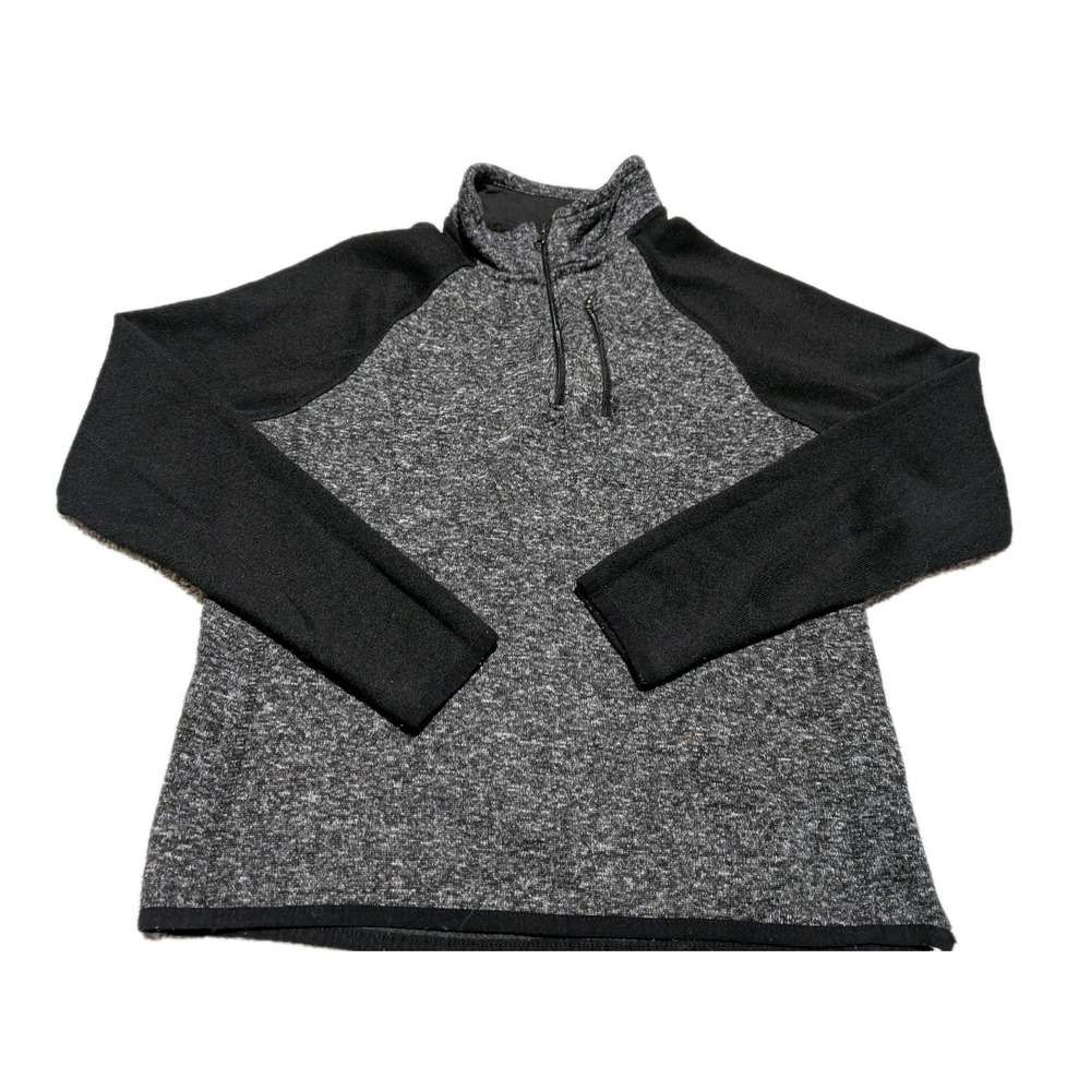 Beverly Hills Polo Club Mens Quarter Zip Pullover Size M Heather Gray/Black Flaw